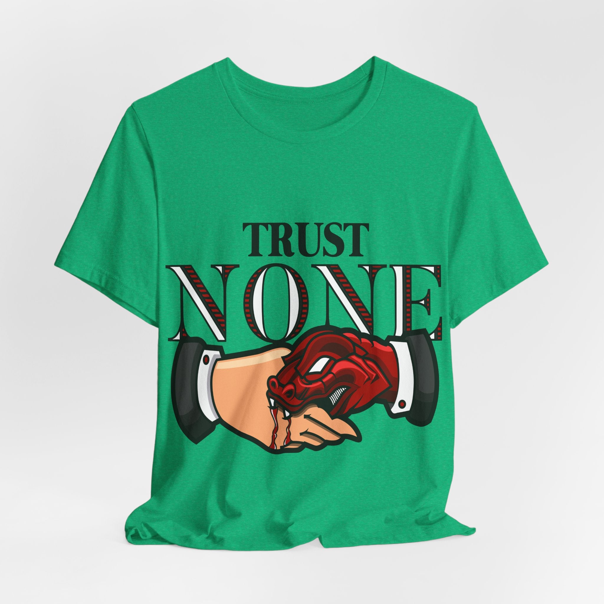 Trust None T-Shirt — Graphic Rose & Handshake Tee