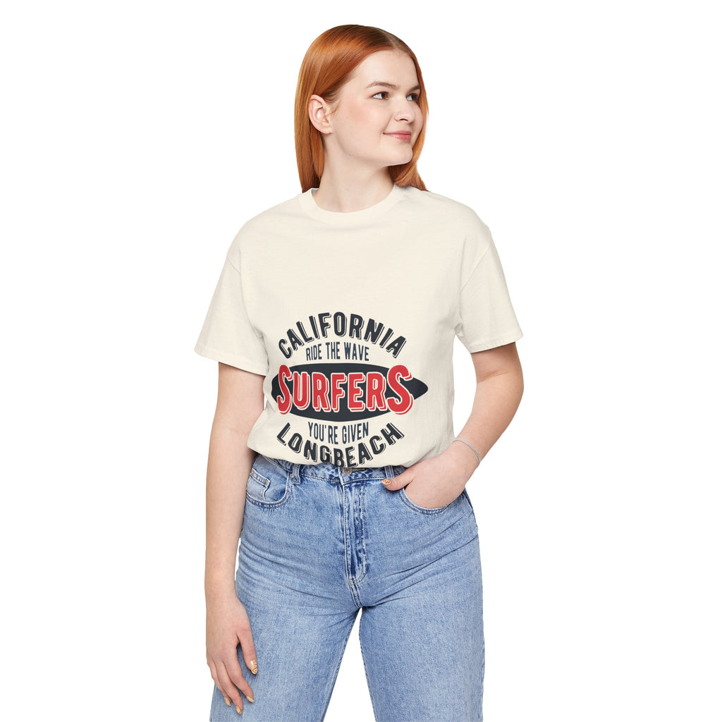California Surfers Long Beach Tee — "Ride the Wave" Short Sleeve Shirt
