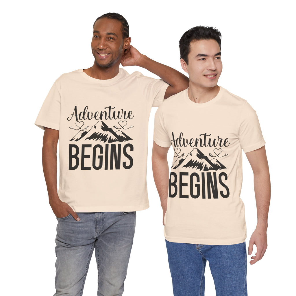 Adventure Begins Tee — Mountain Travel Graphic T-Shirt
