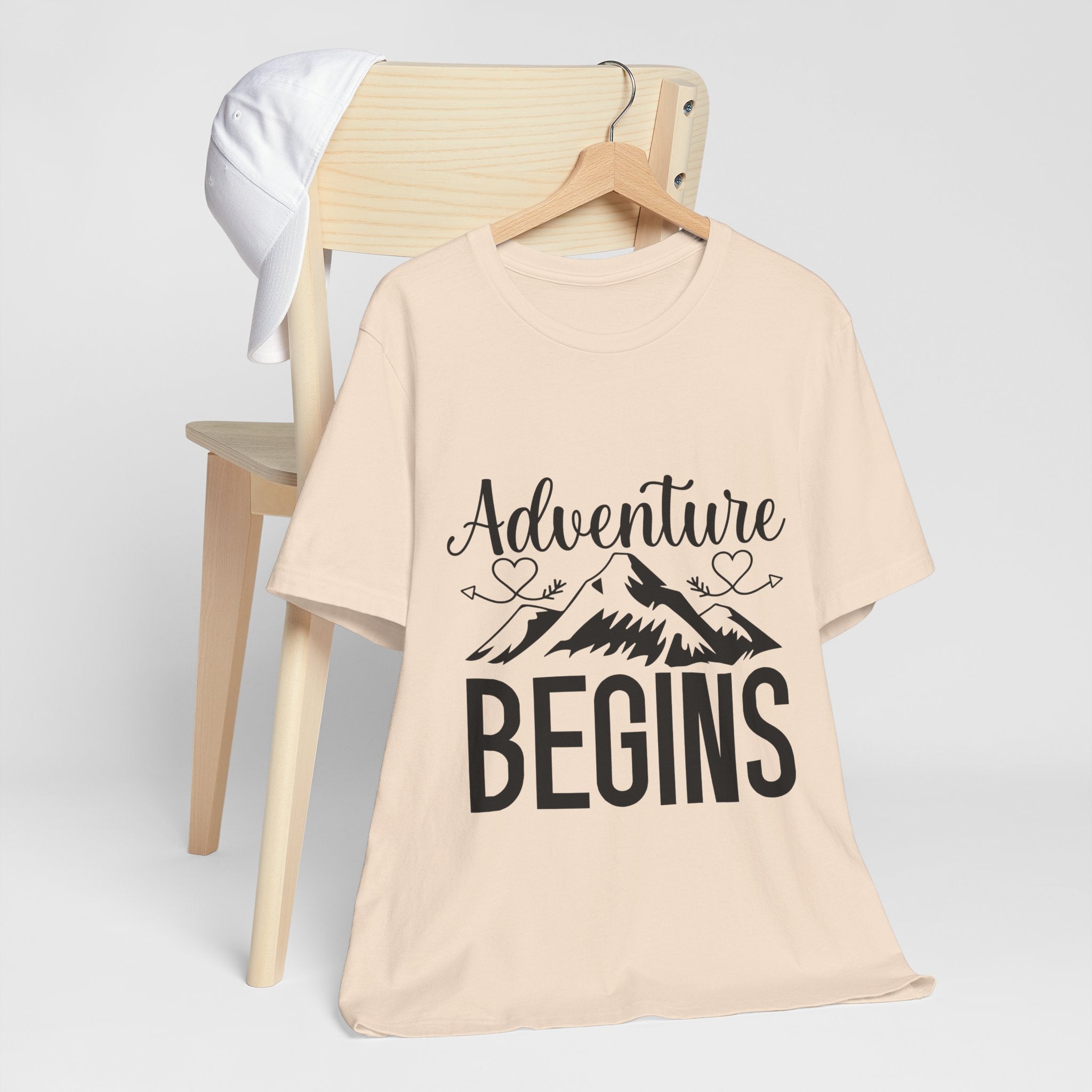 Adventure Begins Tee — Mountain Travel Graphic T-Shirt