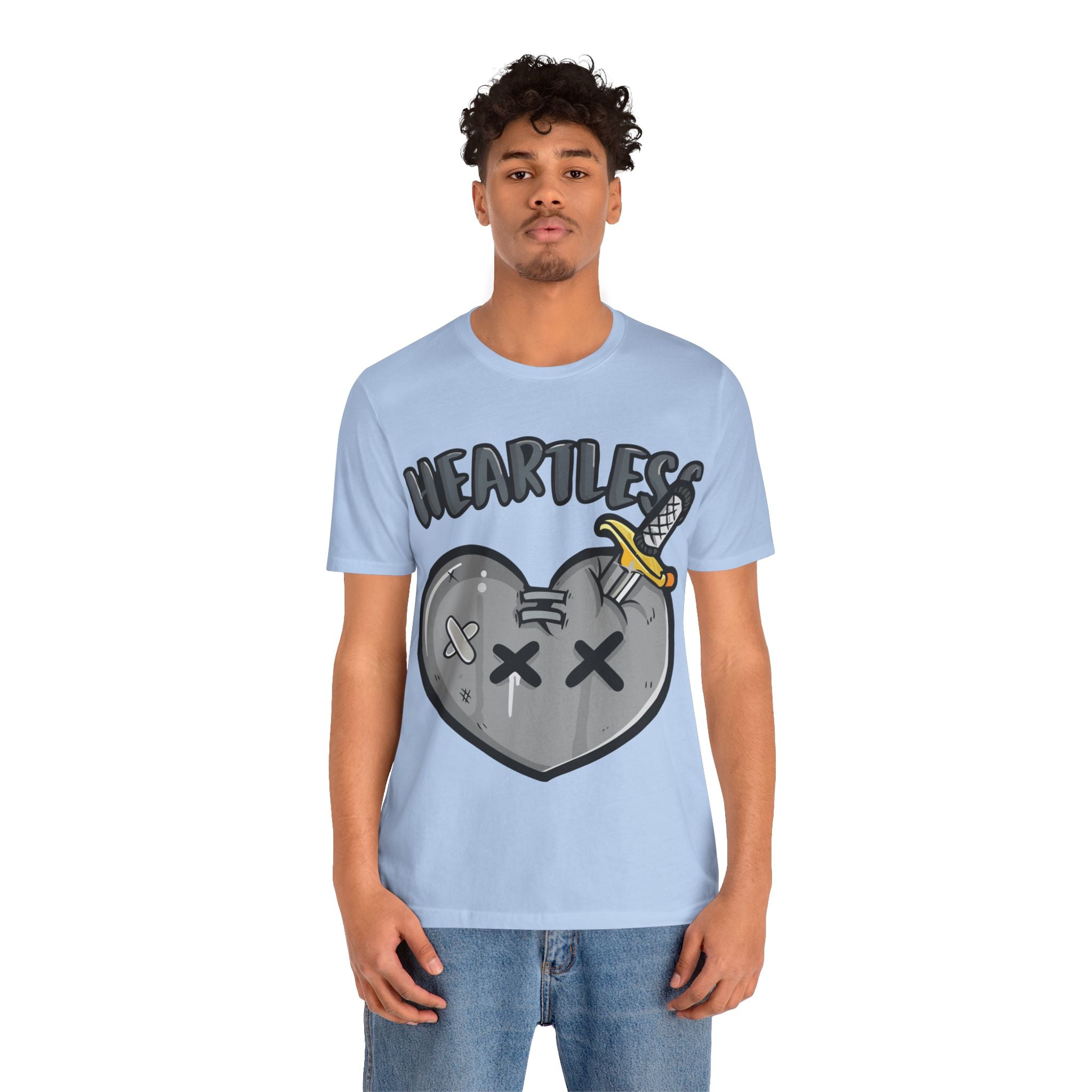 Heartless Tee — Grunge Cartoon Dagger-Pierced Heart Graphic Shirt