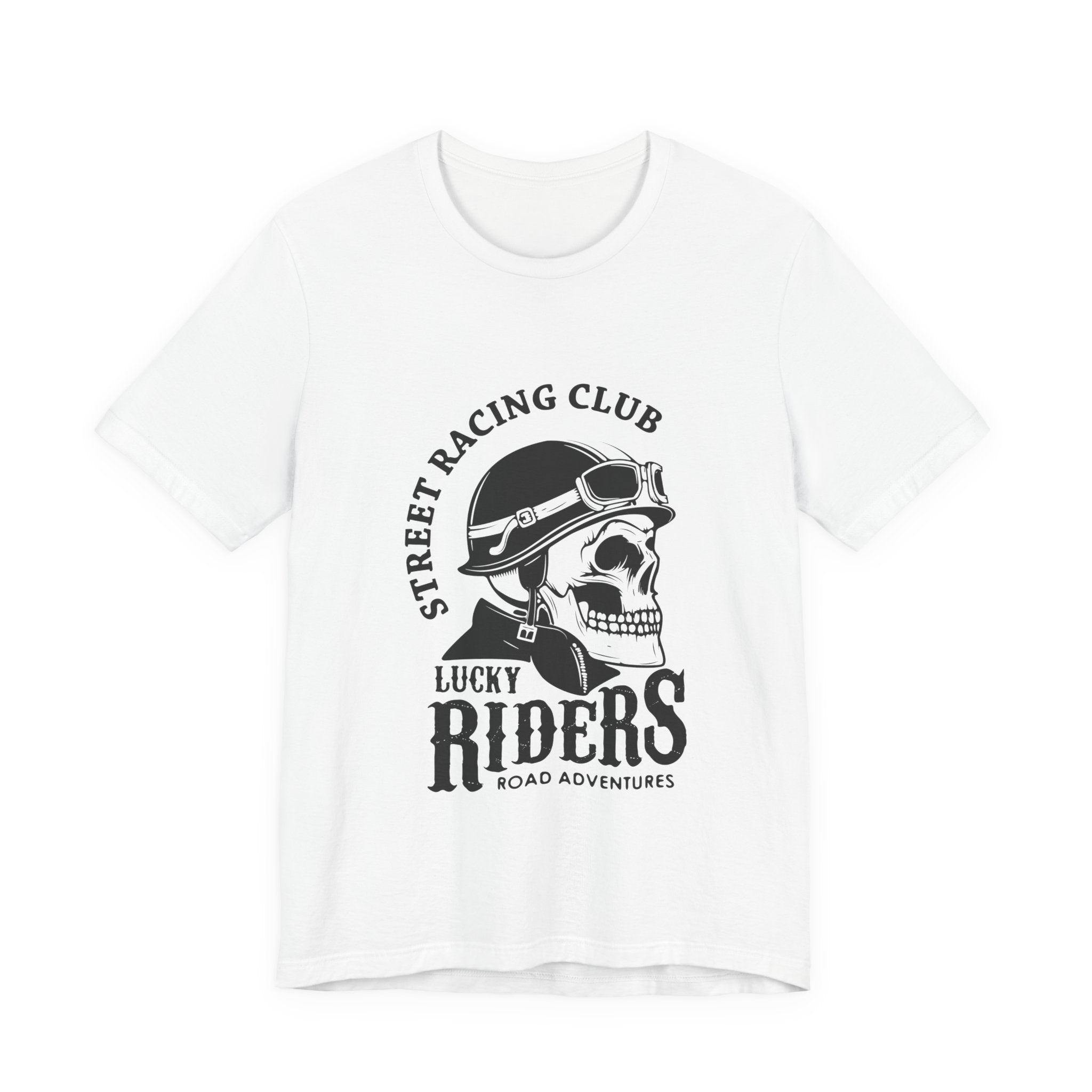 Riders Skull Tee — "Lucky Riders" Street Racing Club Motorcycle T‑Shirt