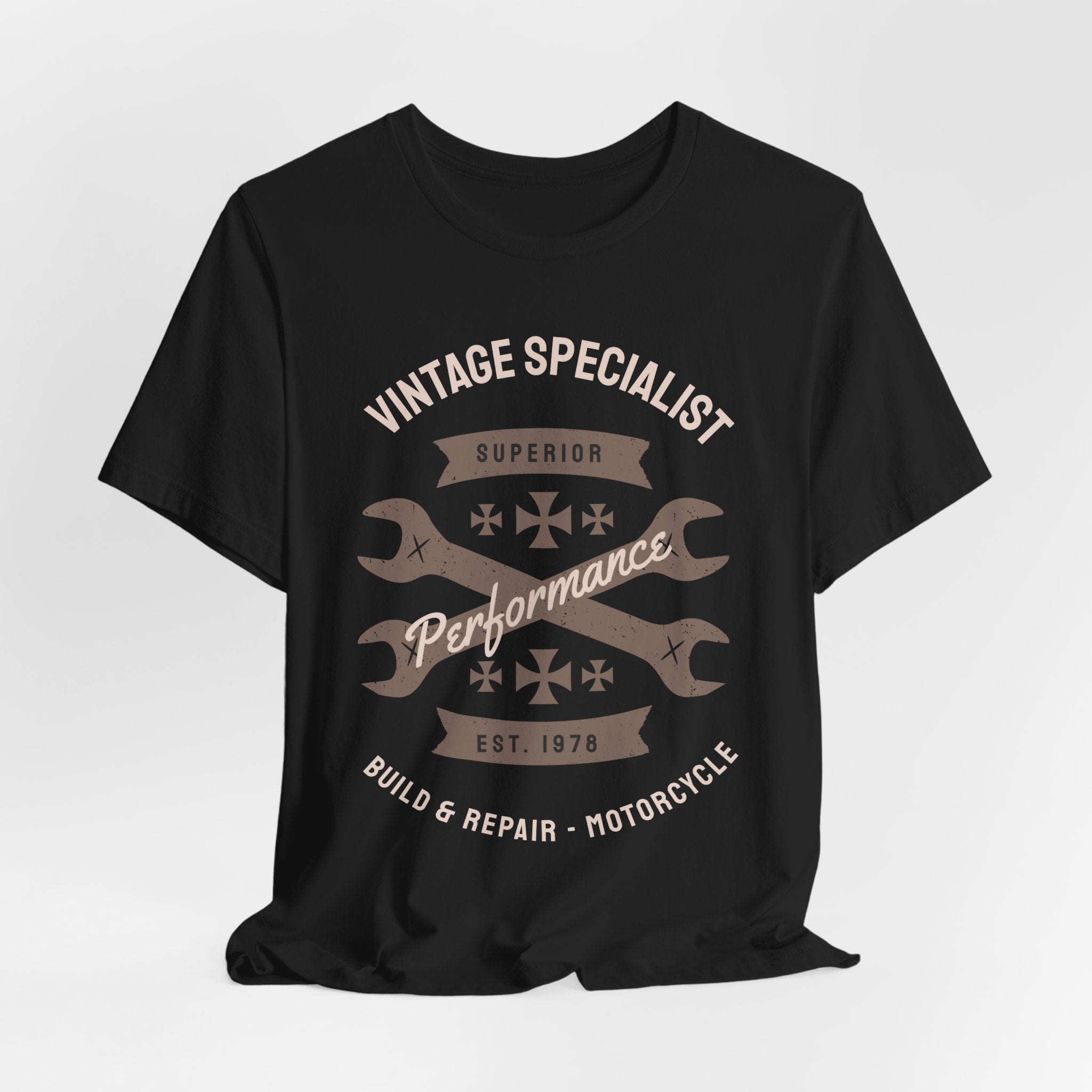 Vintage Motorcycle Mechanic Tee — "Vintage Specialist Performance"