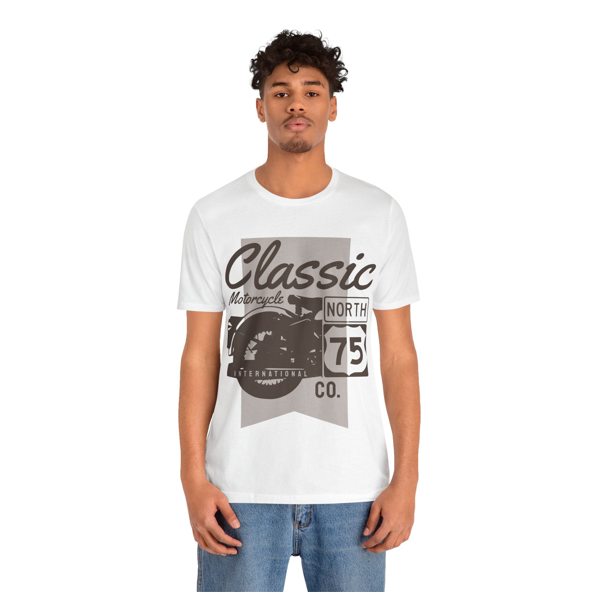 Classic Motorcycle North 75 Tee — Vintage Biker Graphic T-Shirt
