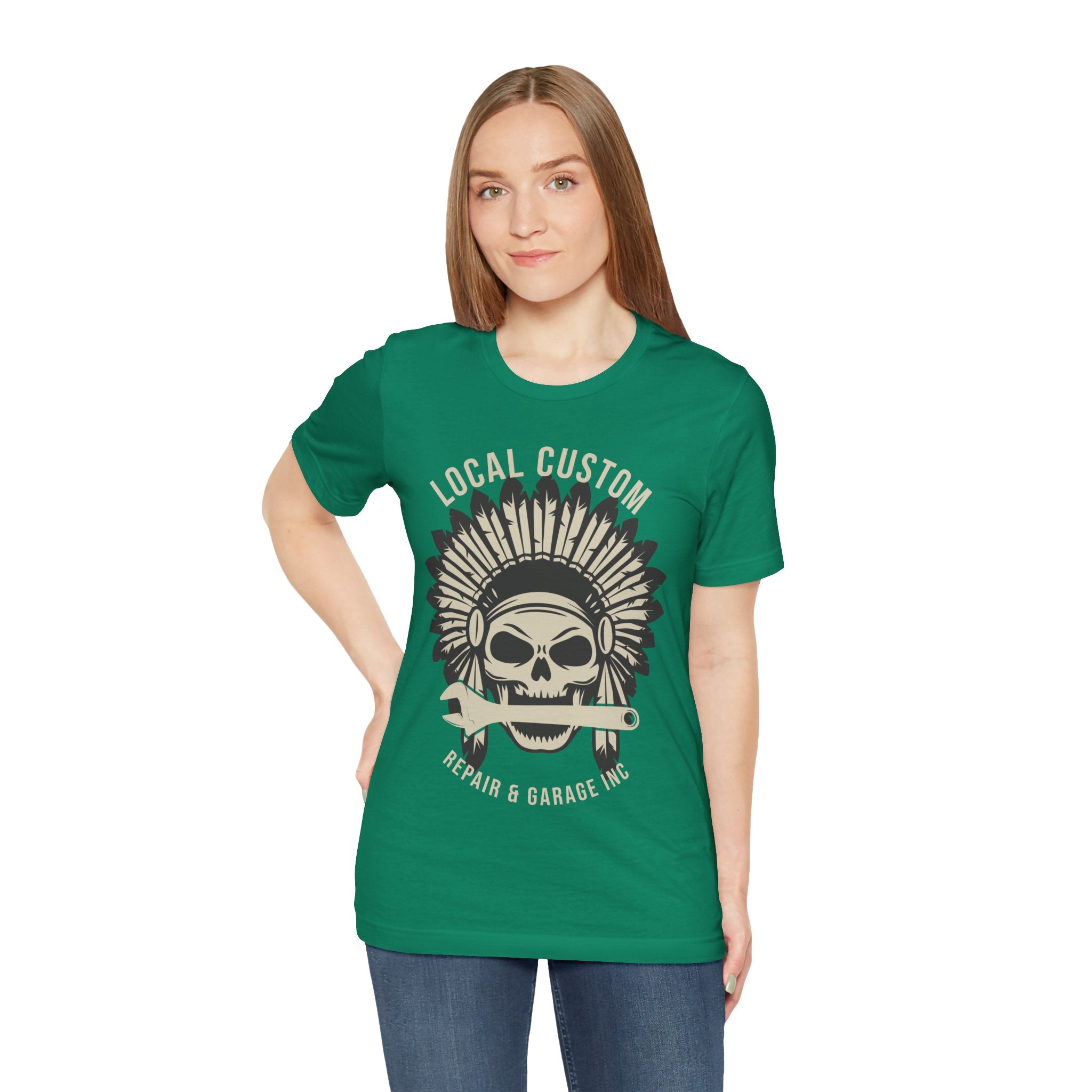 Skull Headdress Garage Tee — "Local Custom Repair & Garage Inc."