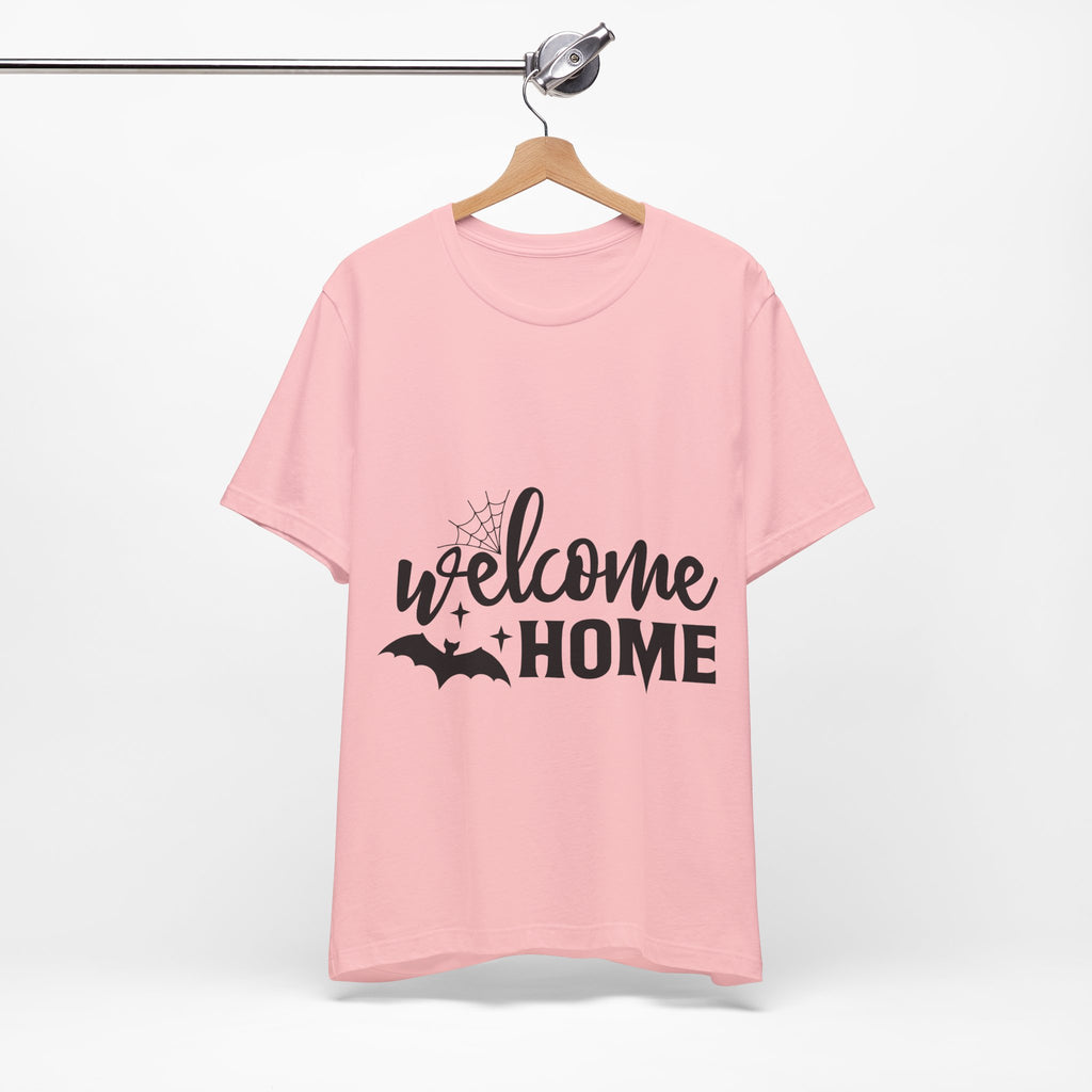 Welcome Home Halloween T-Shirt — Bat & Spiderweb Spooky Tee