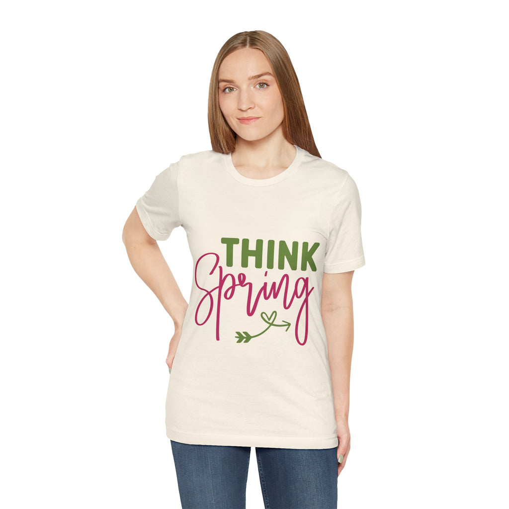 Think Spring T-Shirt — Floral Script Springtime Tee