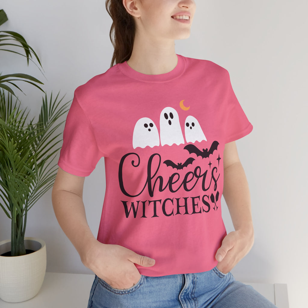 Cheers Witches Halloween Tee — Cute Ghosts, Bats & Party Slogan