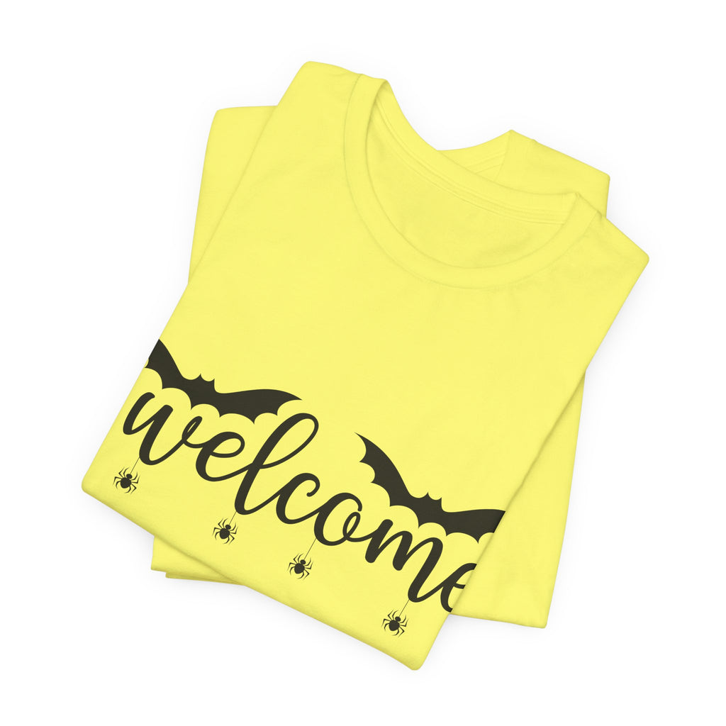 Welcome HalloQueen T‑Shirt — Halloween Bat Graphic Tee