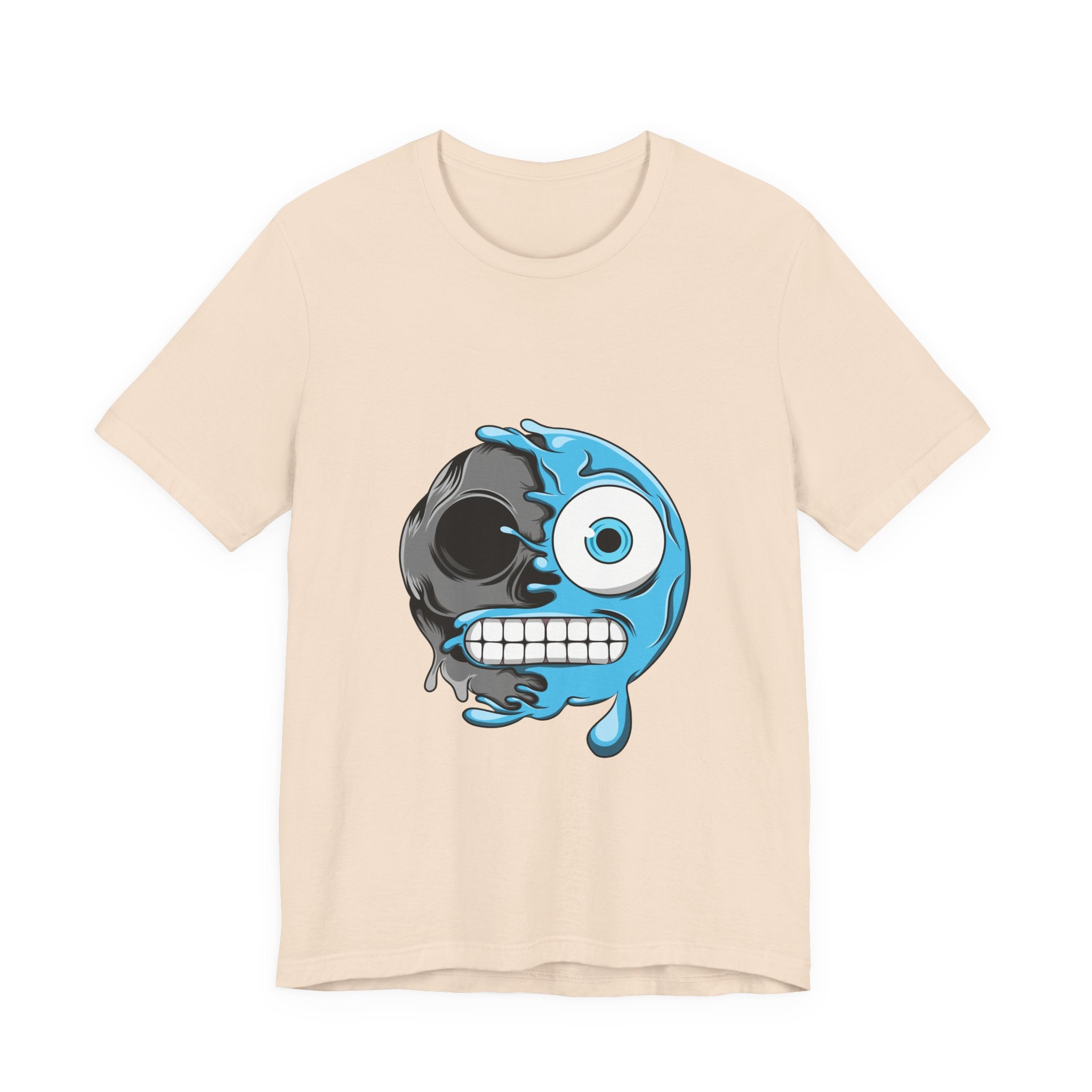 Melting Emoji Skull T-Shirt — Blue Drip Face Graphic Tee