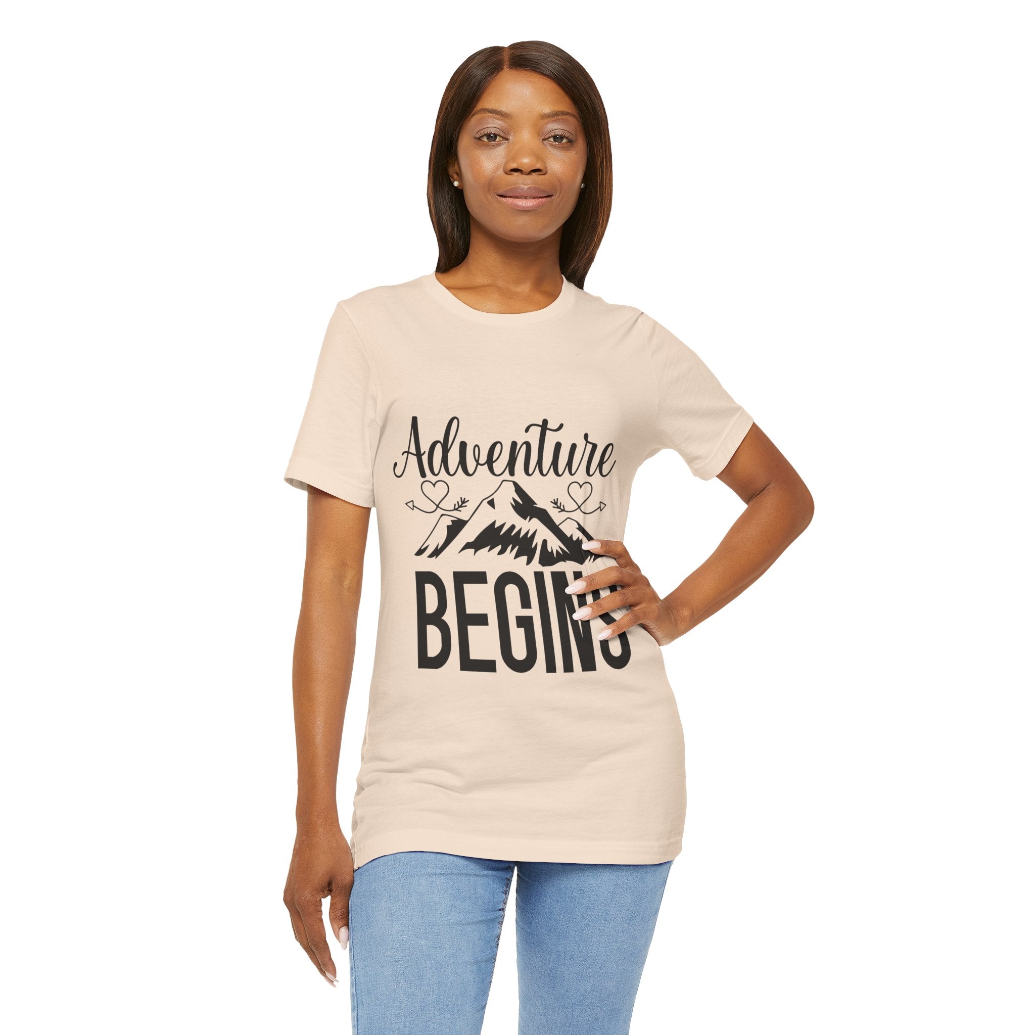 Adventure Begins Tee — Mountain Travel Graphic T-Shirt
