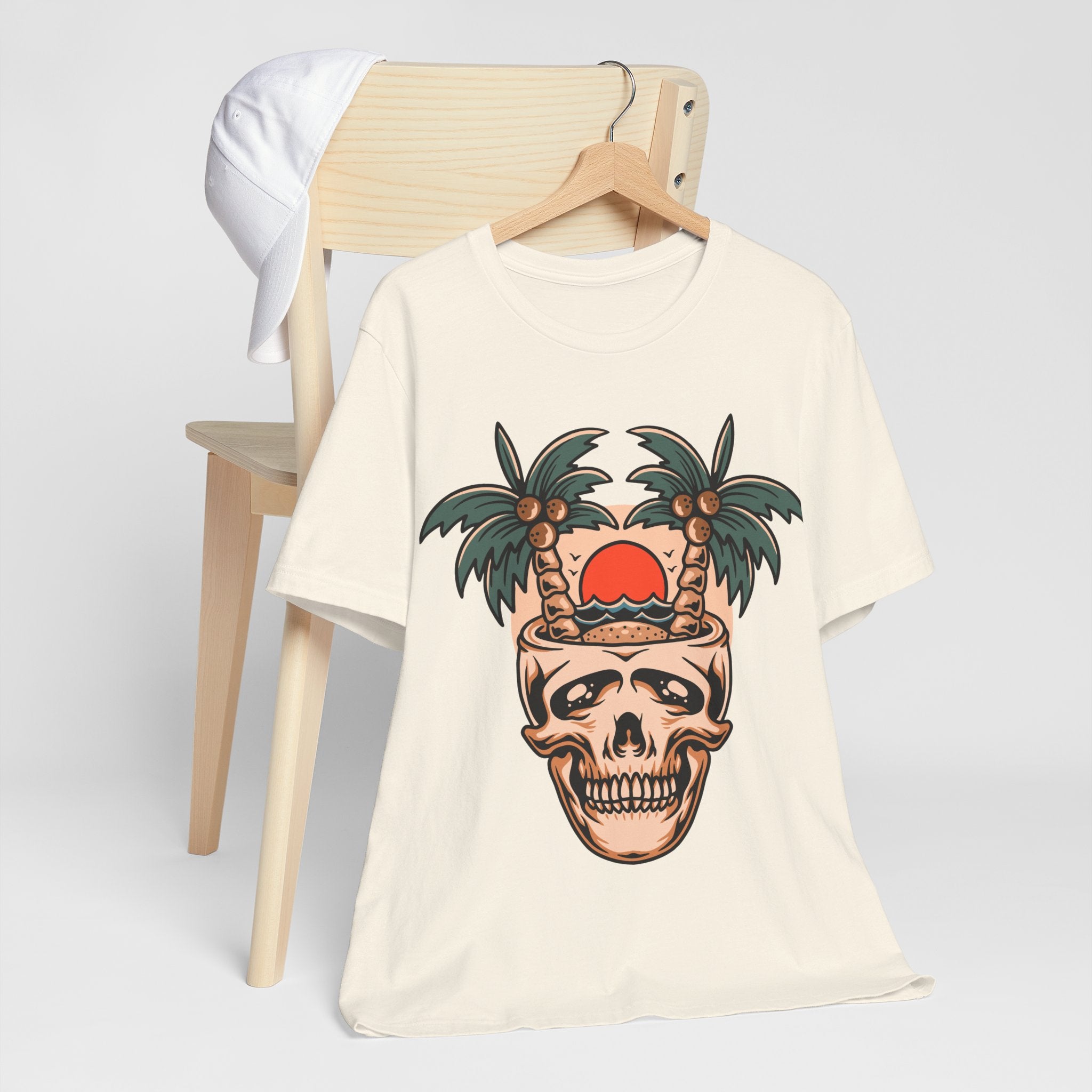 Skull Island Tee — Palm Tree Sunset Skull Graphic T-Shirt