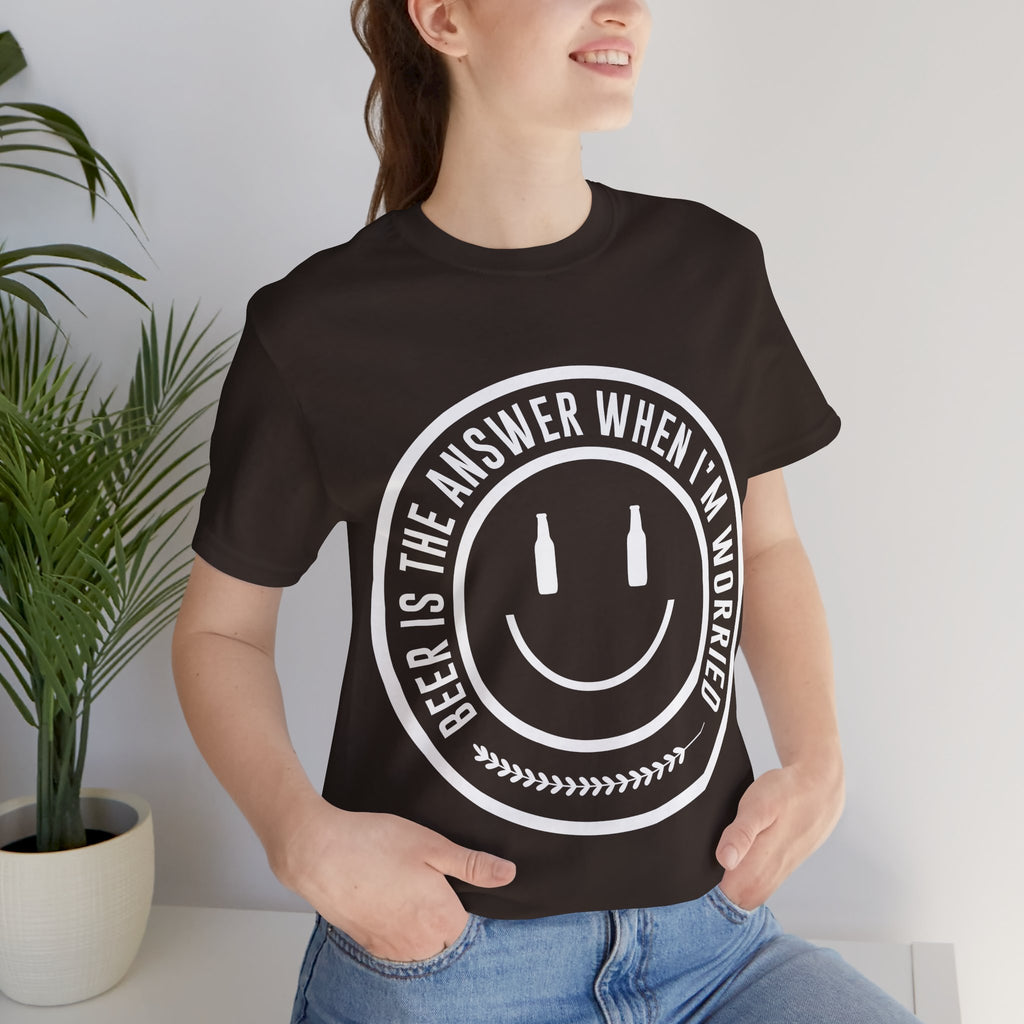 Beer Is The Answer T-Shirt — Funny Smiley Beer Graphic Tee