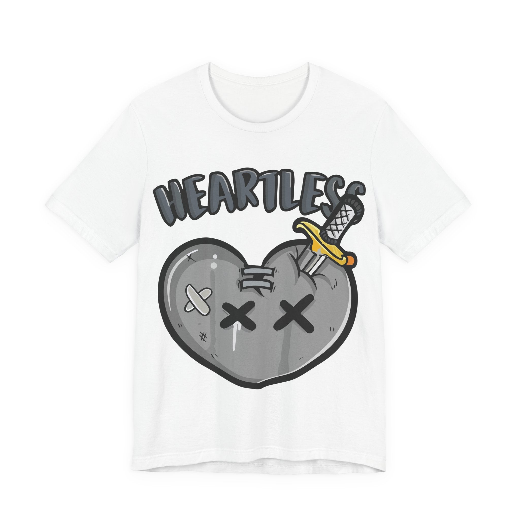 Heartless Tee — Grunge Cartoon Dagger-Pierced Heart Graphic Shirt
