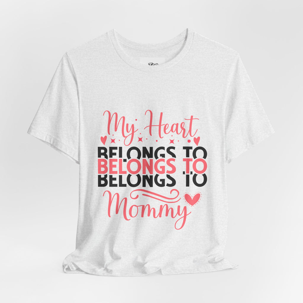 Mommy Valentine T-Shirt – "My Heart Belongs to Mommy" Pink & Black Kid Tee