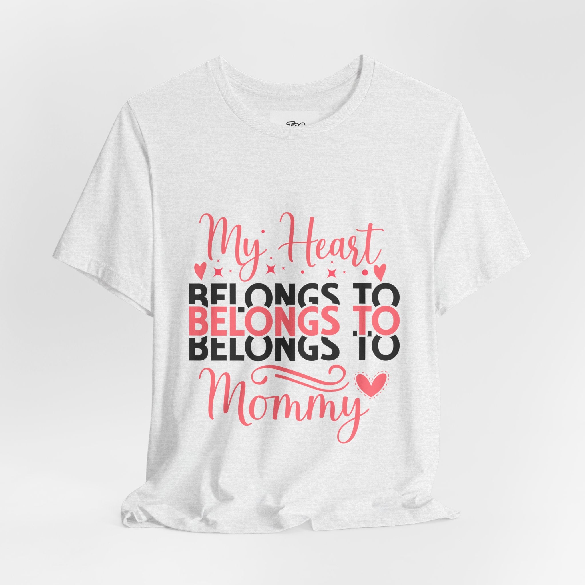 Mommy Valentine T-Shirt – "My Heart Belongs to Mommy" Pink & Black Kid Tee