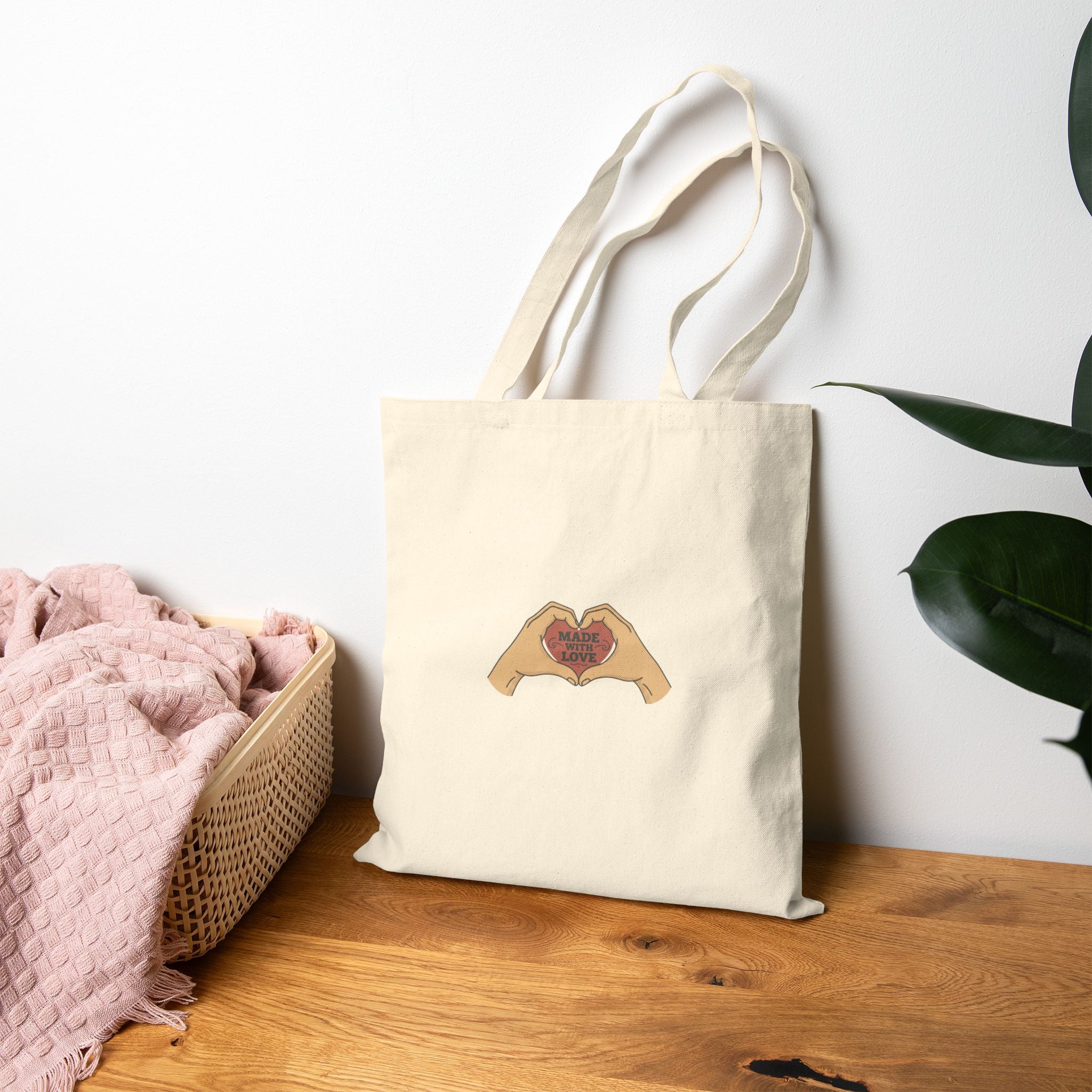Canvas Tote Bag — Heart Hands Design Eco-Friendly Shopper