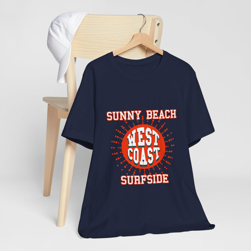 West Coast Sunny Beach Tee — "Sunny Beach West Coast Surfside" Retro Surf T-Shirt