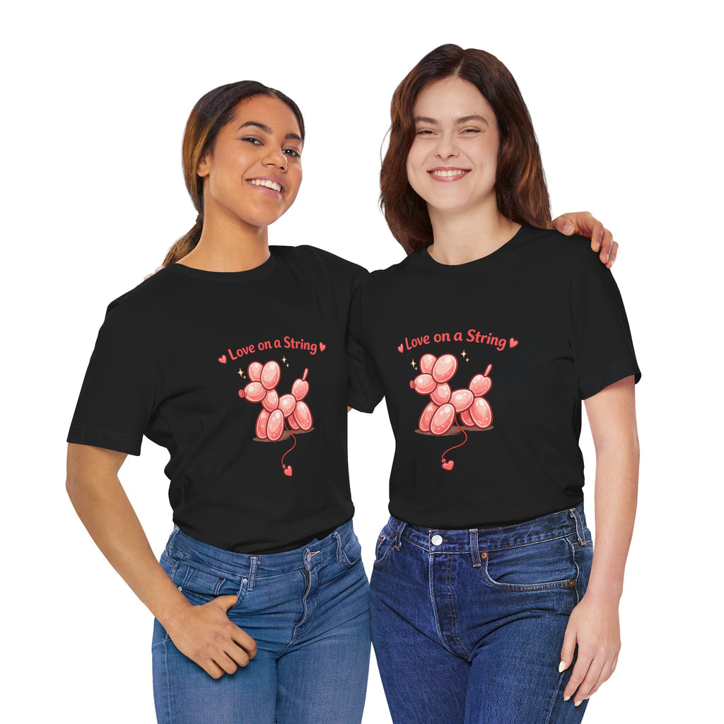 T-Shirt — "Love on a String" Pink Balloon Dog Valentine Tee