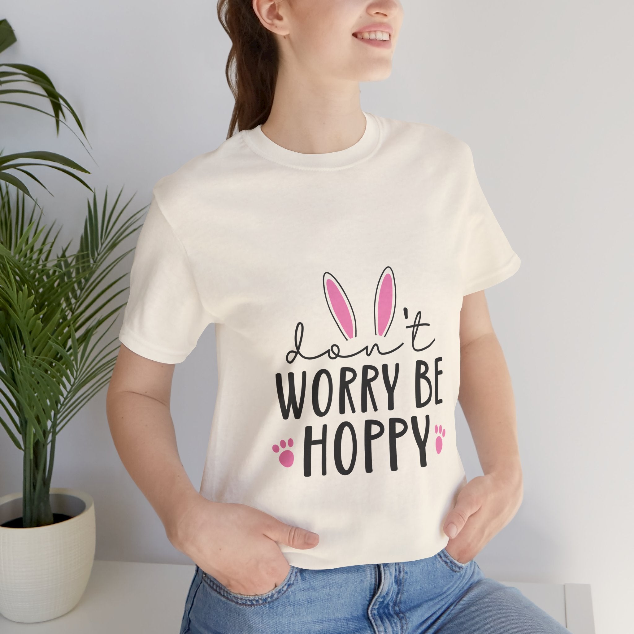 Don’t Worry Be Hoppy Bunny T-Shirt — Cute Easter Graphic Tee