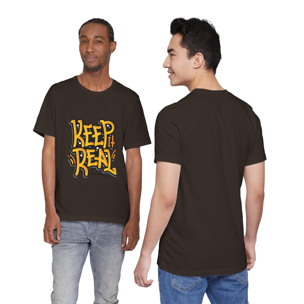 Keep It Real T-Shirt — Retro Yellow Hand-Lettered Graphic Tee