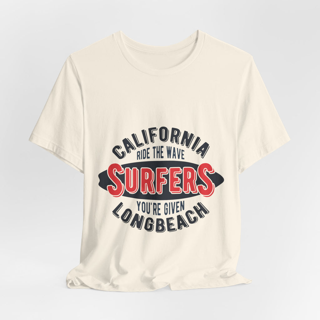 California Surfers Long Beach Tee — "Ride the Wave" Short Sleeve Shirt