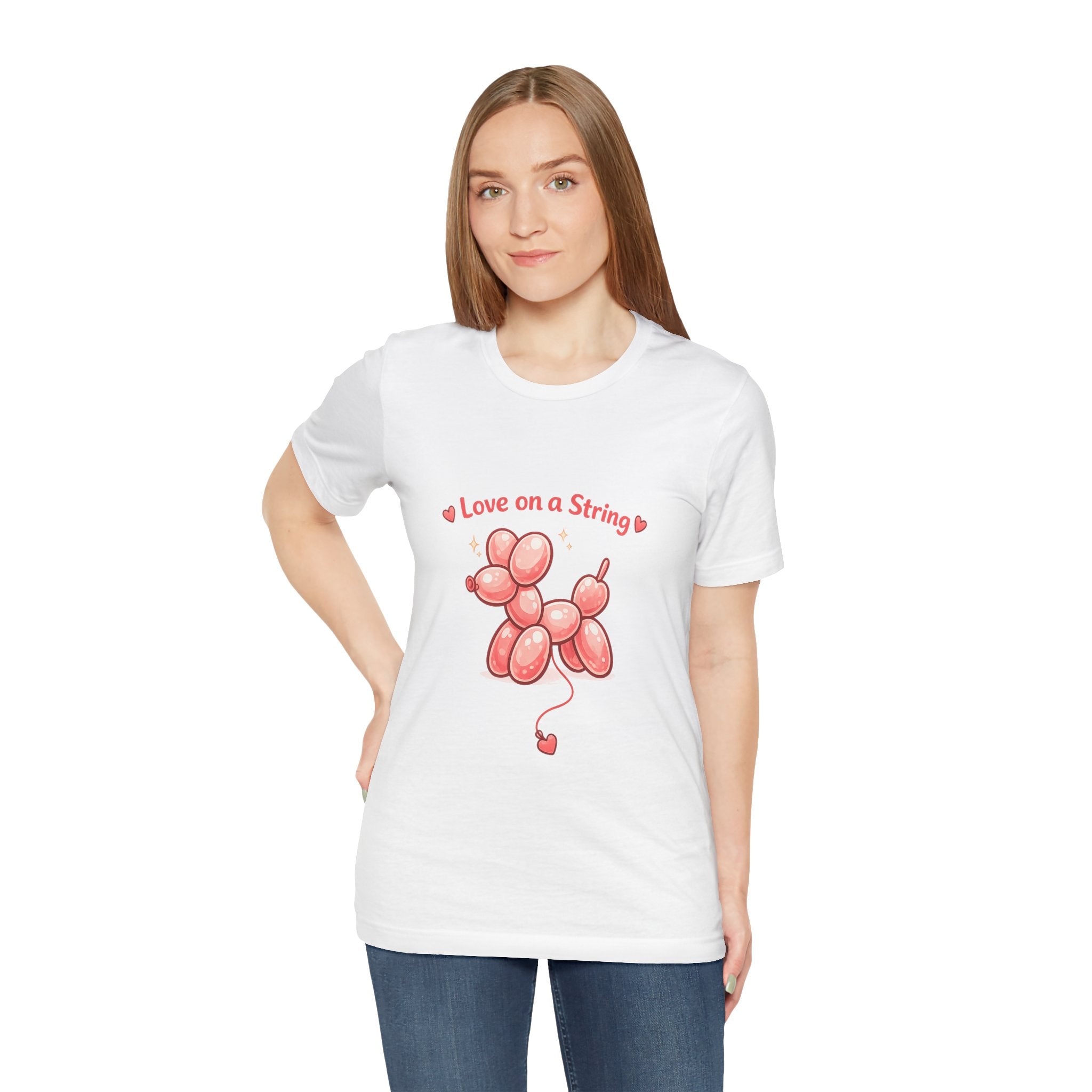 T-Shirt — "Love on a String" Pink Balloon Dog Valentine Tee