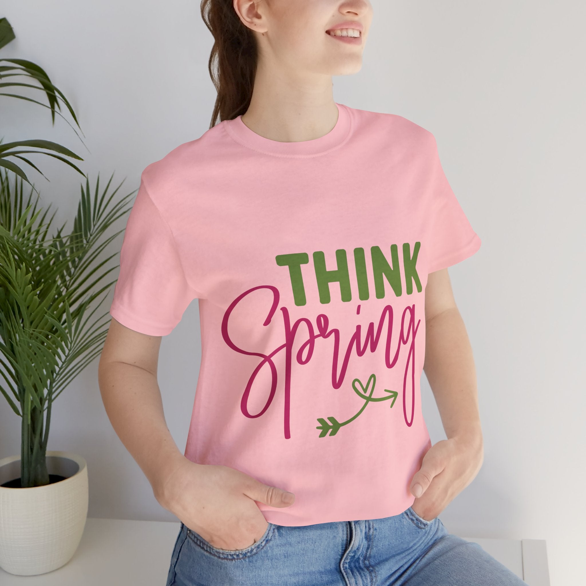 Think Spring T-Shirt — Floral Script Springtime Tee