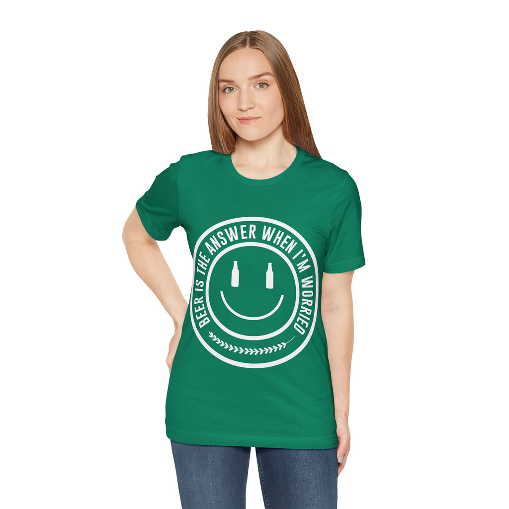 Beer Is The Answer T-Shirt — Funny Smiley Beer Graphic Tee