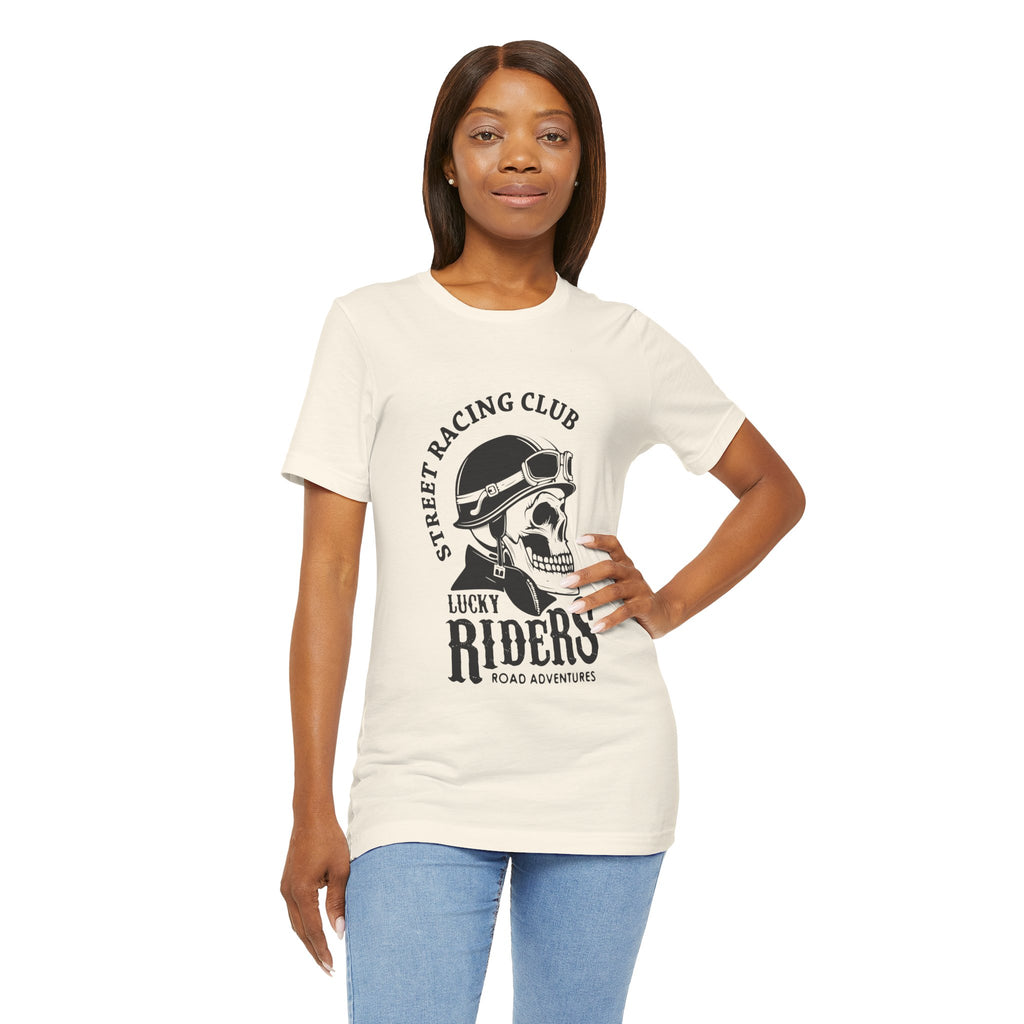 Riders Skull Tee — "Lucky Riders" Street Racing Club Motorcycle T‑Shirt