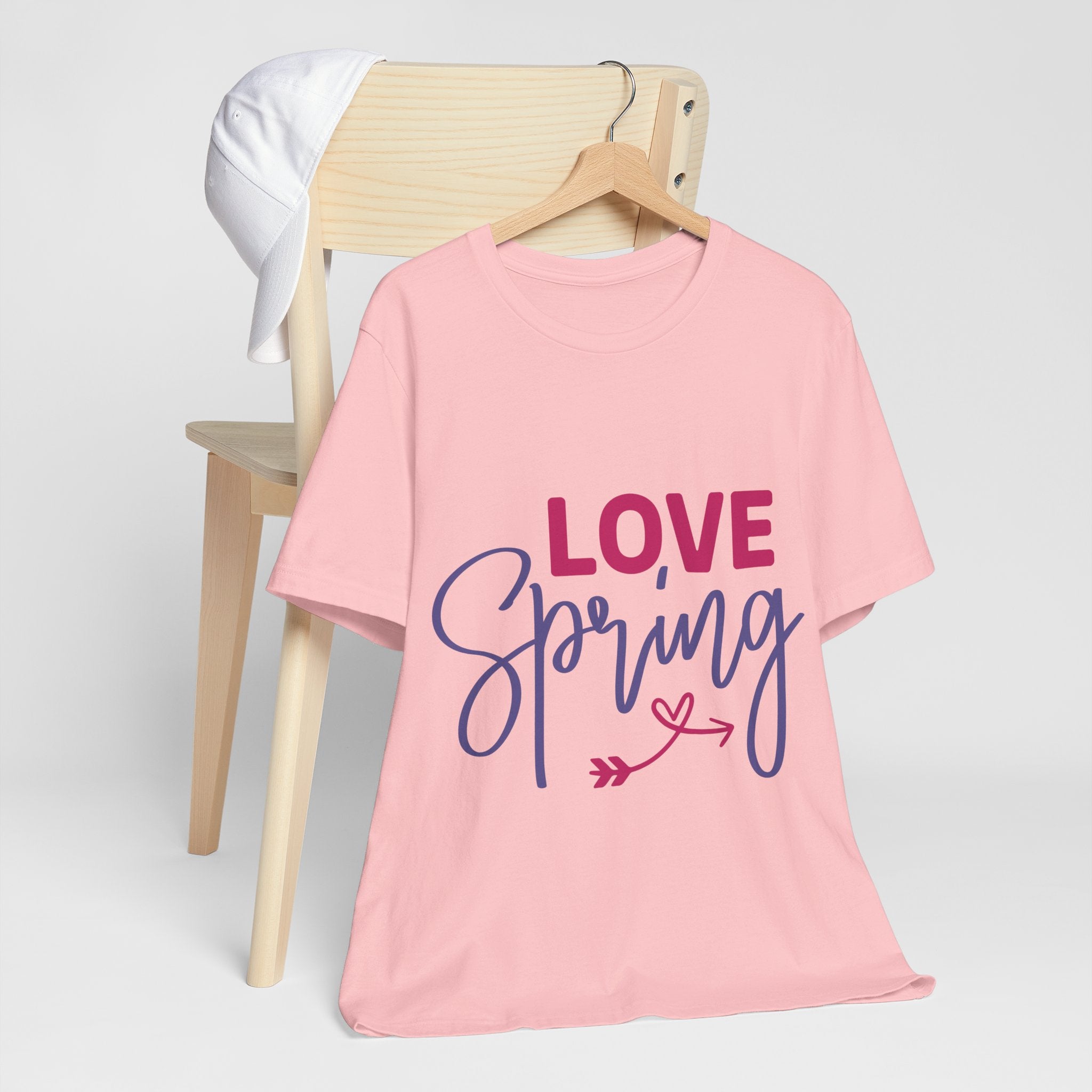 Love Spring T-Shirt - Floral Script Tee with Heart Arrow