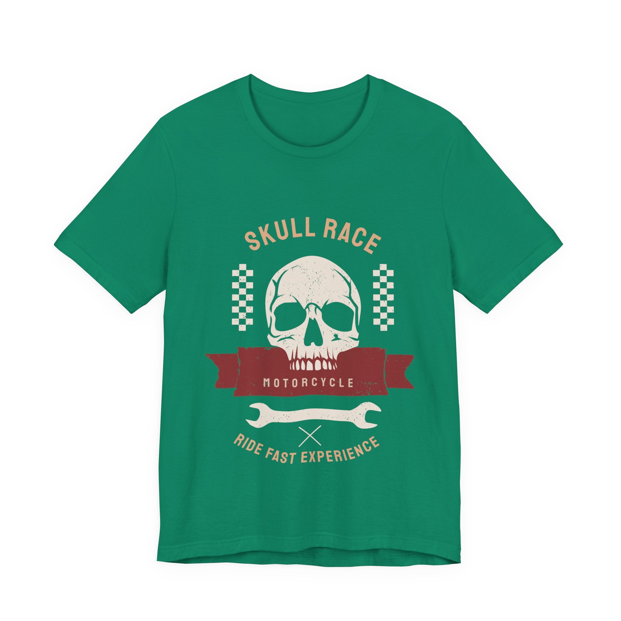 Skull Race Motorcycle Tee — Ride Fast Experience Graphic Shirt