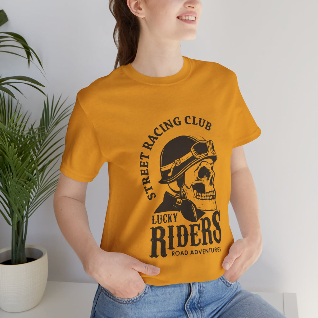Riders Skull Tee — "Lucky Riders" Street Racing Club Motorcycle T‑Shirt