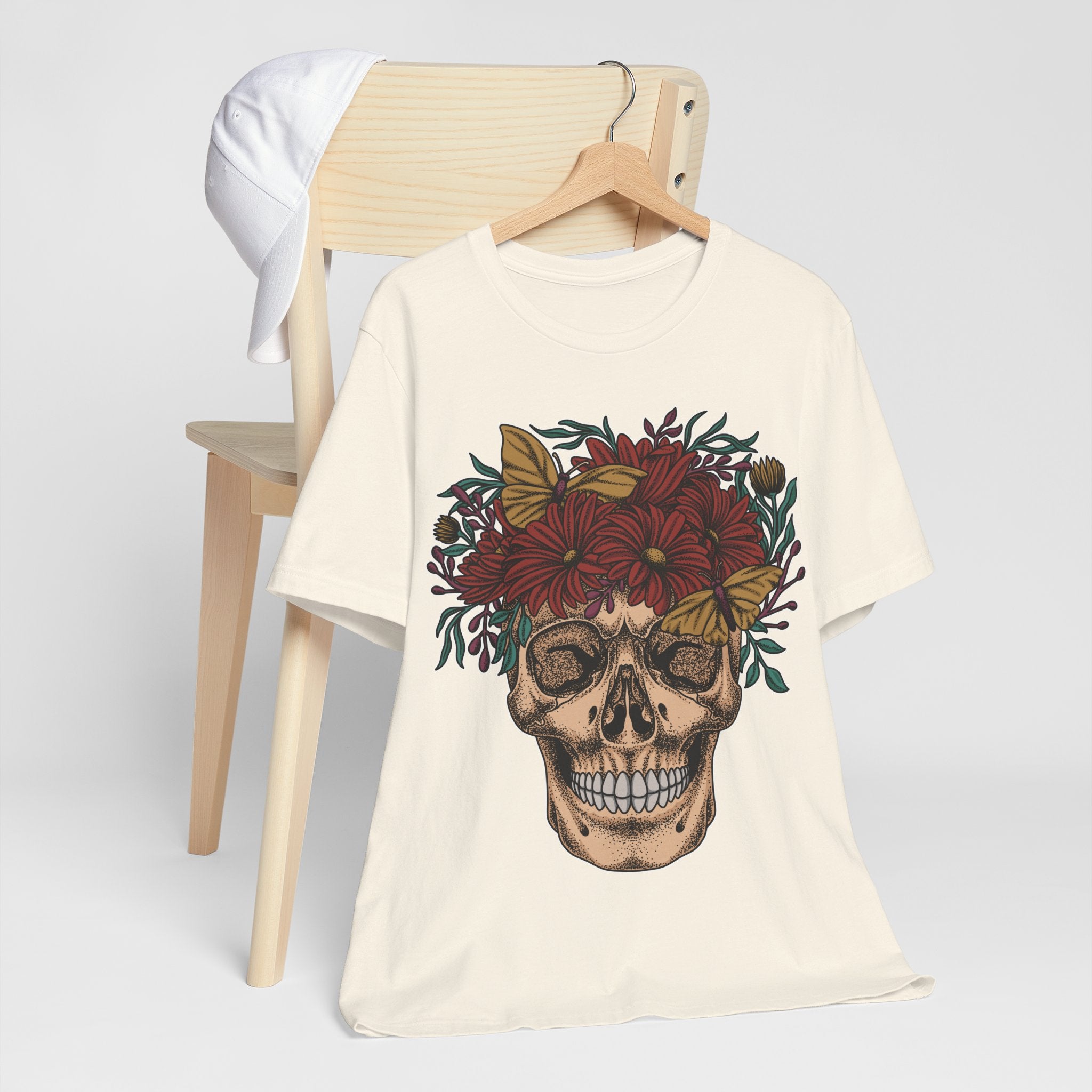 Skull with Red Floral Crown Tee