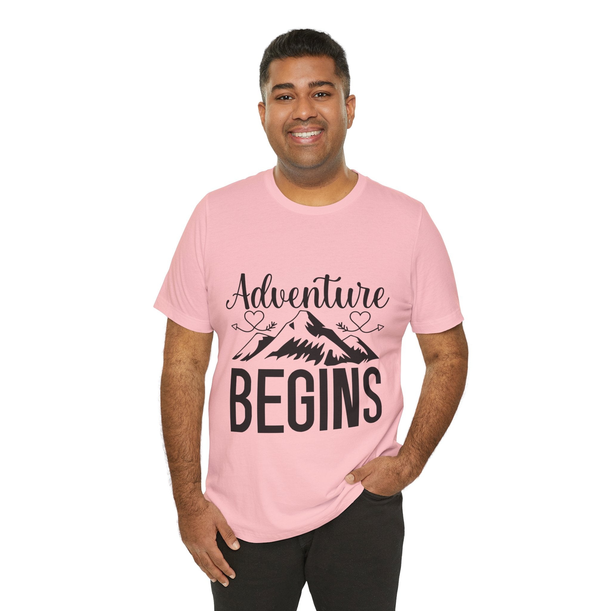 Adventure Begins Tee — Mountain Travel Graphic T-Shirt