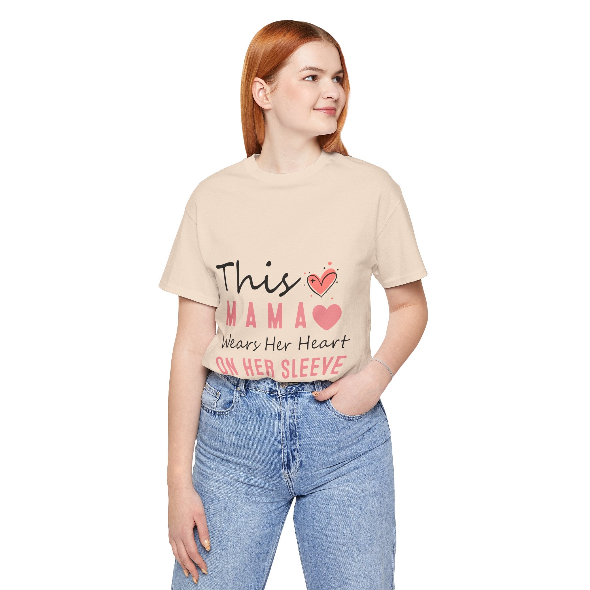 This Mama Wears Her Heart On Her Sleeve T-Shirt – Mother's Day Heart Tee