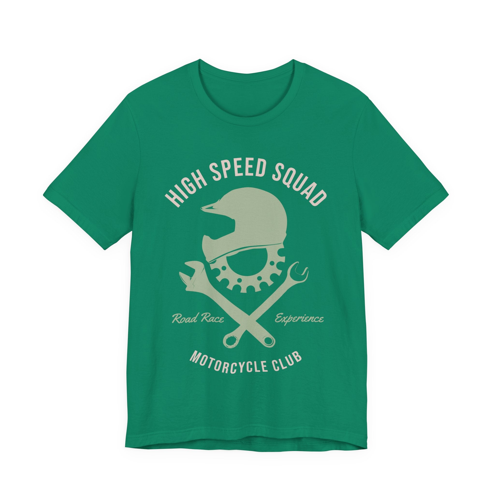 Motorcycle Club T‑Shirt — "High Speed Squad" Helmet & Wrench Vintage Racing Tee
