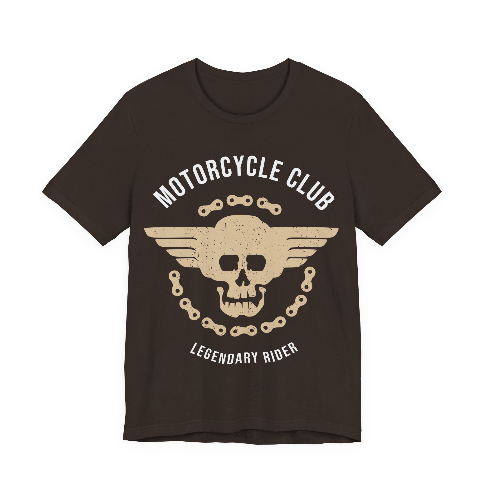 Motorcycle Club Tee — "Legendary Rider" Skull & Chain Graphic Shirt