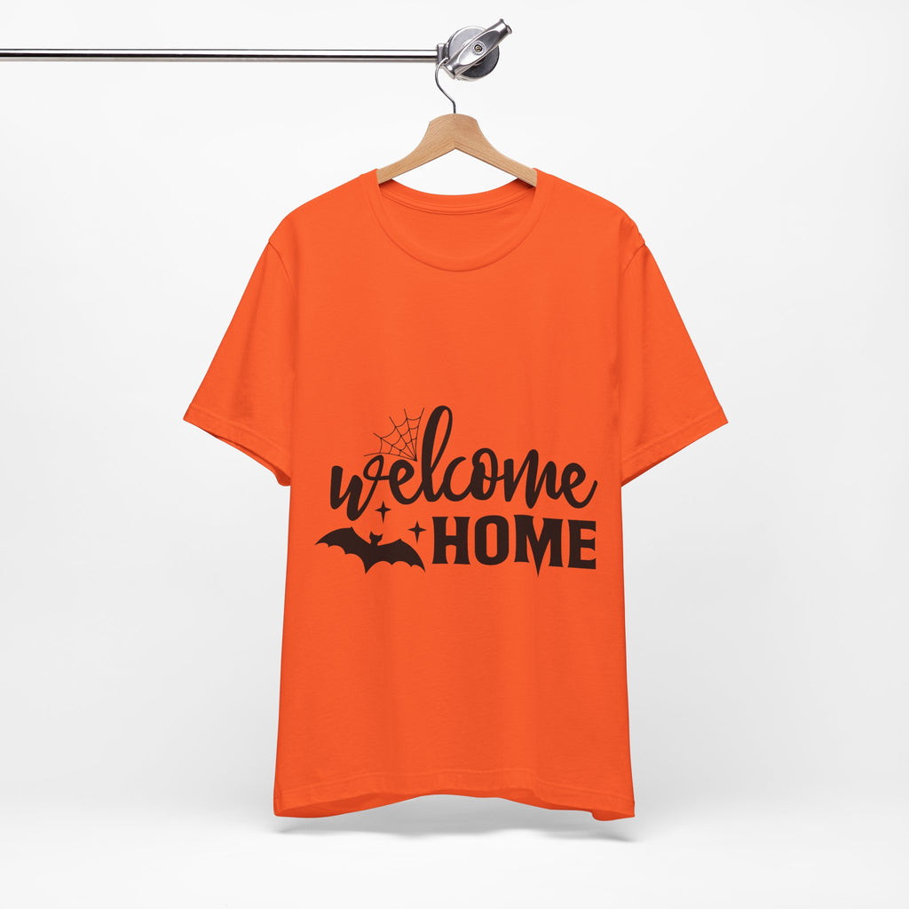 Welcome Home Halloween T-Shirt — Bat & Spiderweb Spooky Tee