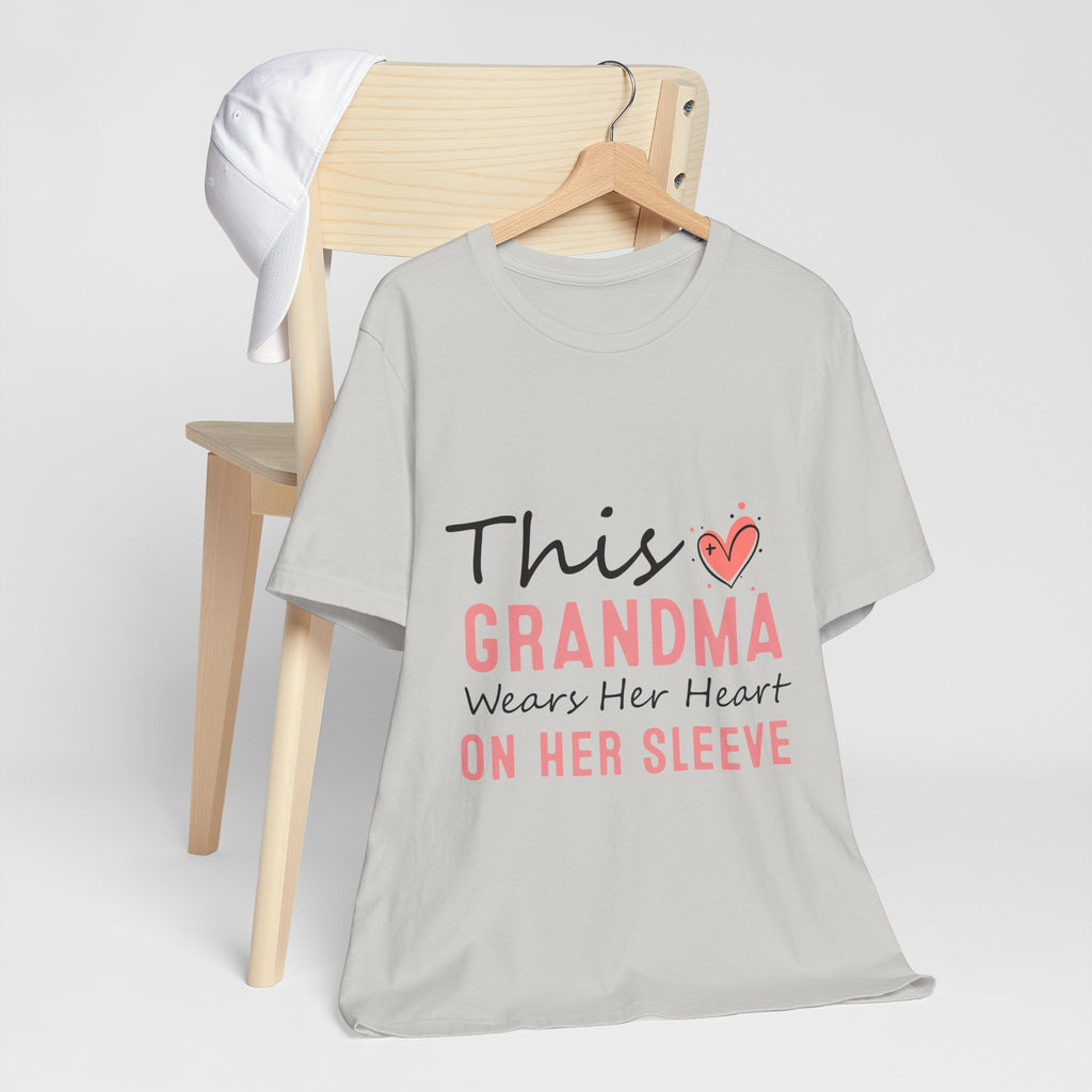 Grandma Heart On Her Sleeve T-Shirt — "This Grandma Wears Her Heart On Her Sleeve" Mother's Day Gift
