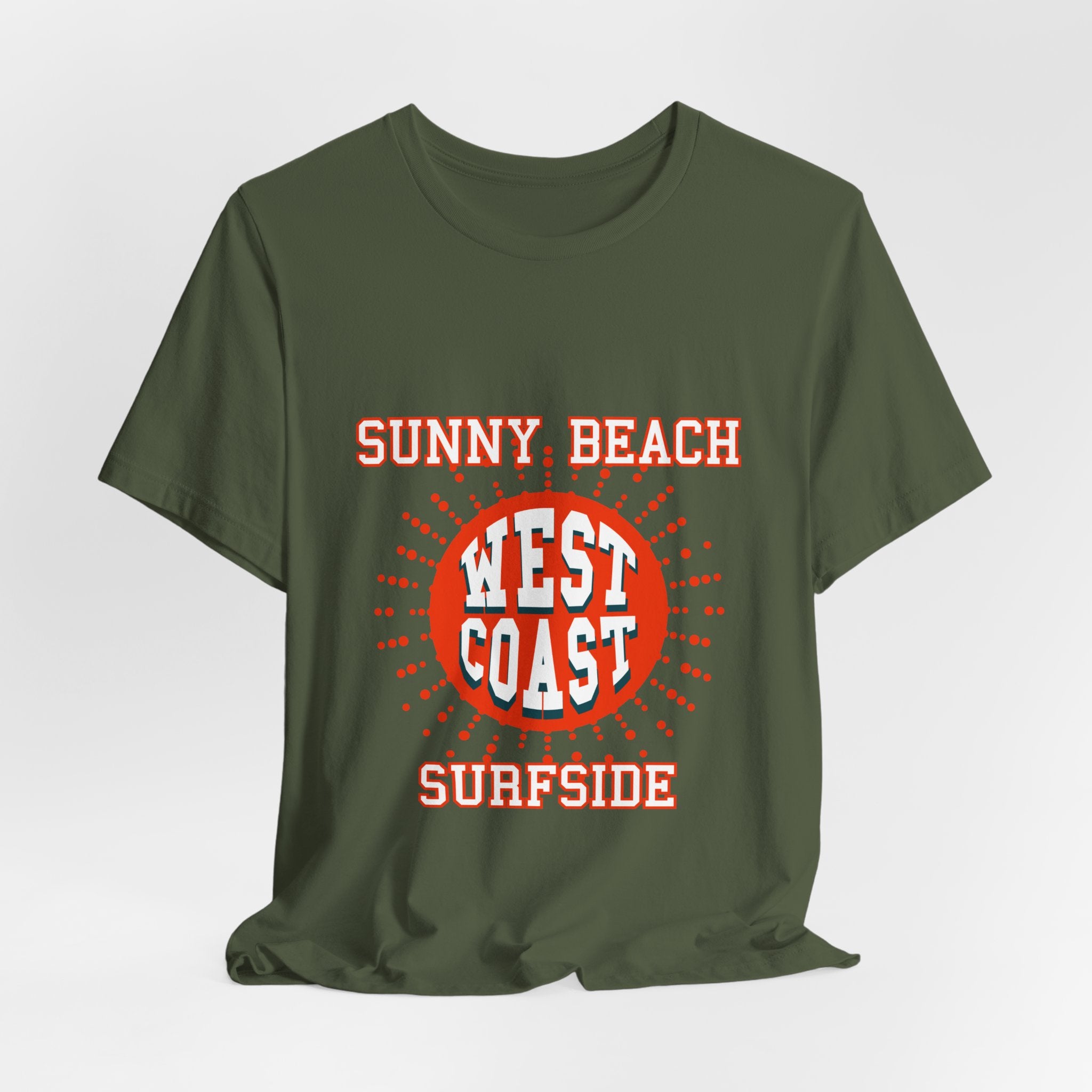 West Coast Sunny Beach Tee — "Sunny Beach West Coast Surfside" Retro Surf T-Shirt