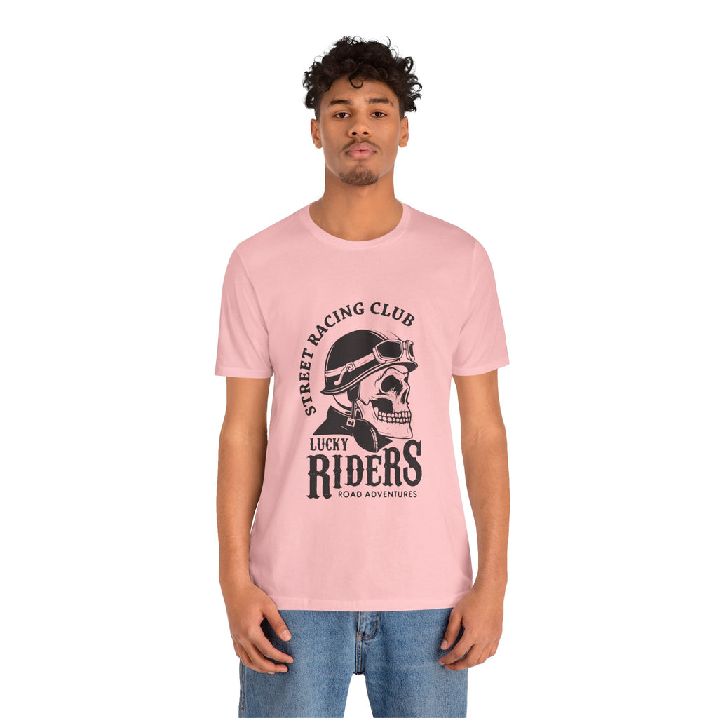 Riders Skull Tee — "Lucky Riders" Street Racing Club Motorcycle T‑Shirt