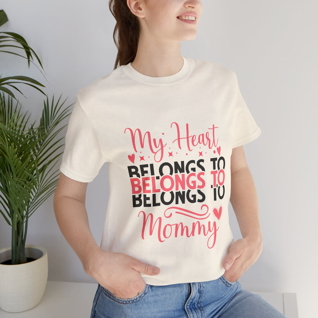 Mommy Valentine T-Shirt – "My Heart Belongs to Mommy" Pink & Black Kid Tee