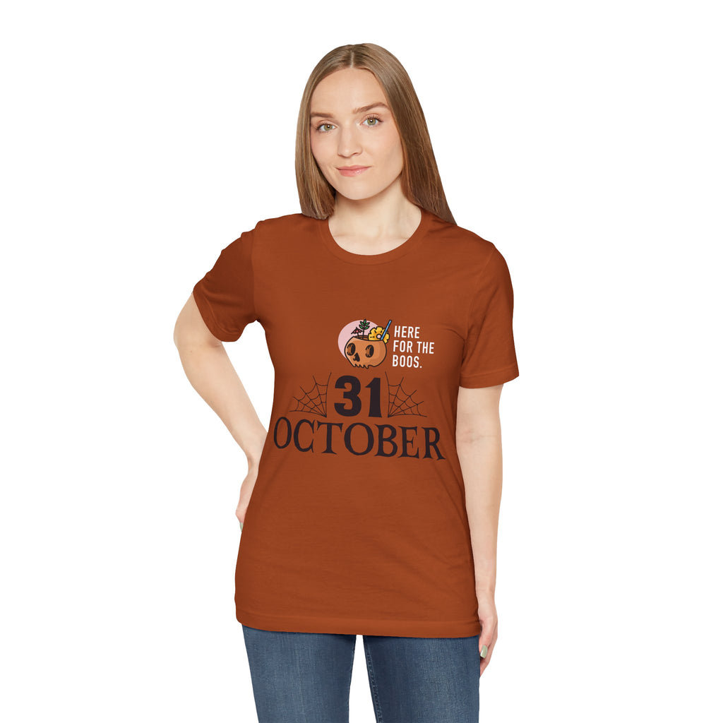 Halloween Tee — "Here for the Boos" 31 October Pumpkin Shirt