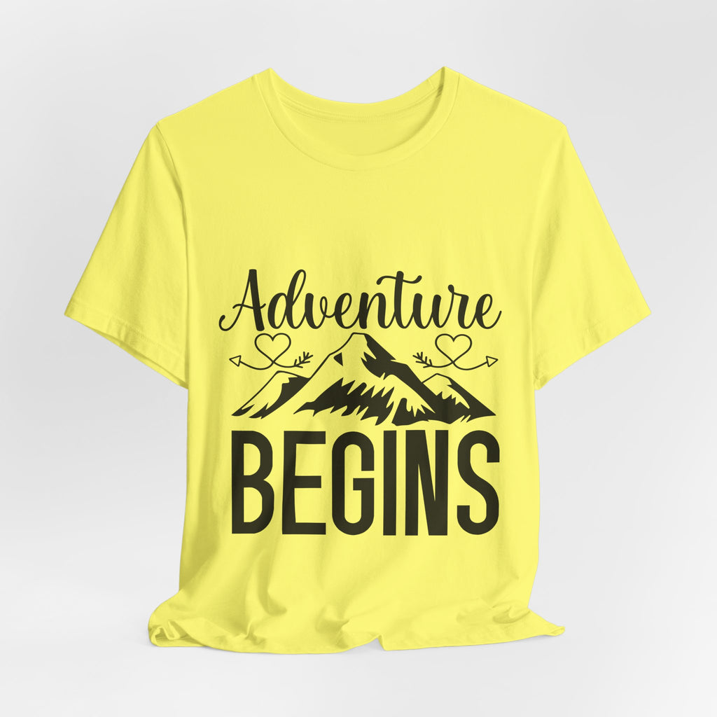 Adventure Begins Tee — Mountain Travel Graphic T-Shirt