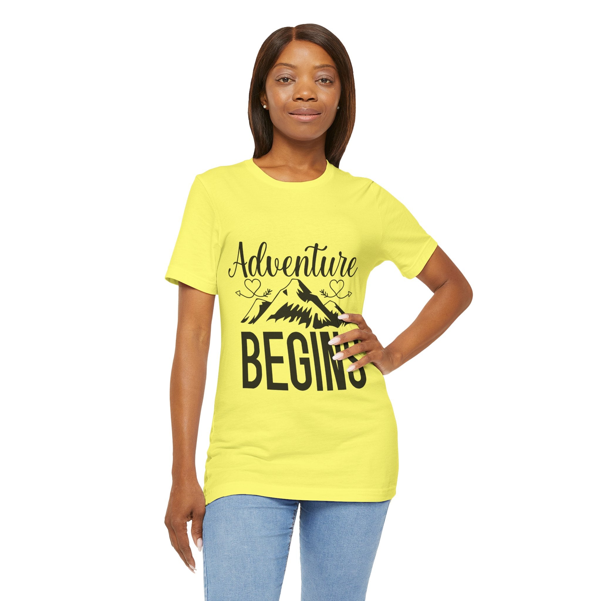 Adventure Begins Tee — Mountain Travel Graphic T-Shirt