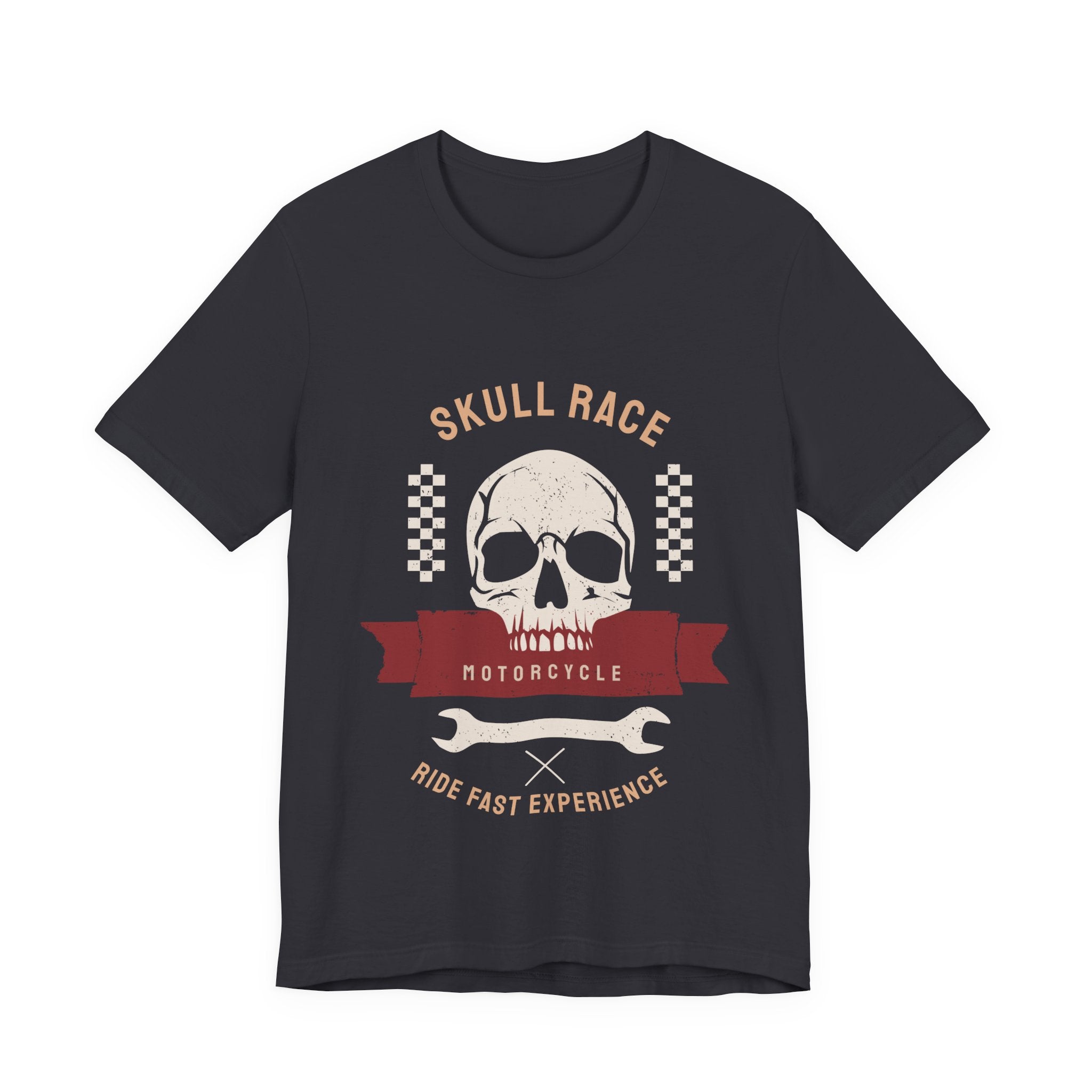 Skull Race Motorcycle Tee — Ride Fast Experience Graphic Shirt