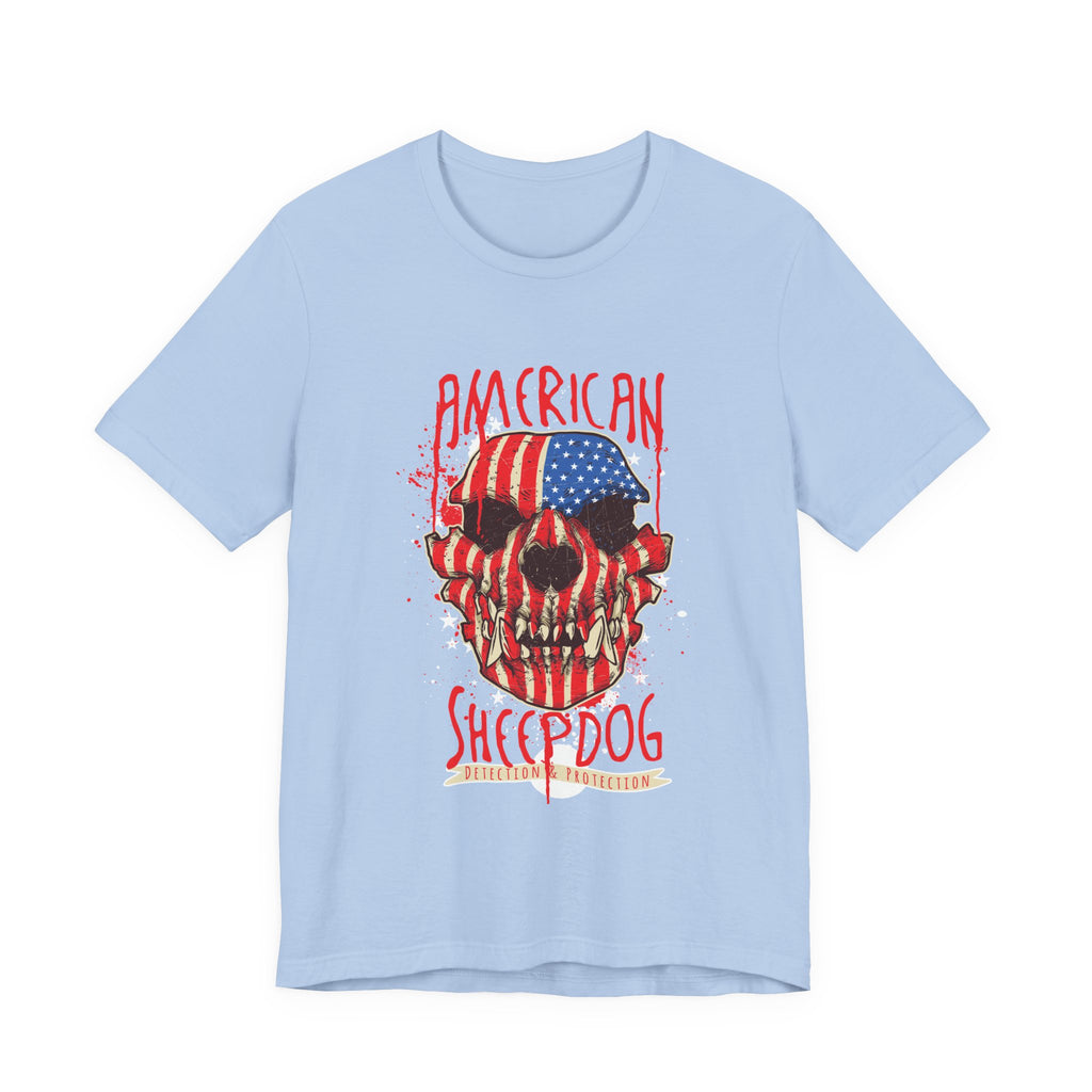 American Sheepdog Skull Tee — Patriotic Flag Graphic T-Shirt