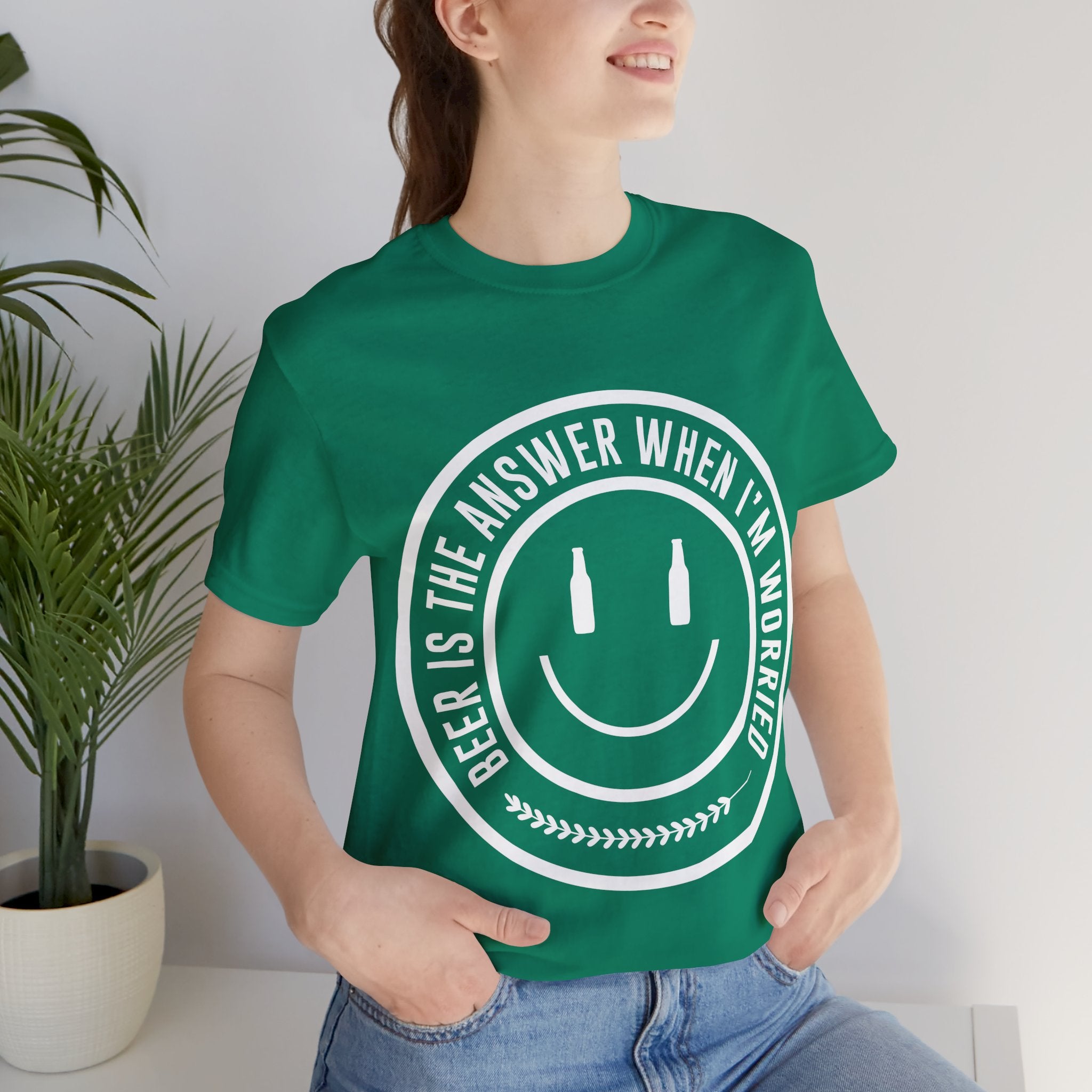 Beer Is The Answer T-Shirt — Funny Smiley Beer Graphic Tee