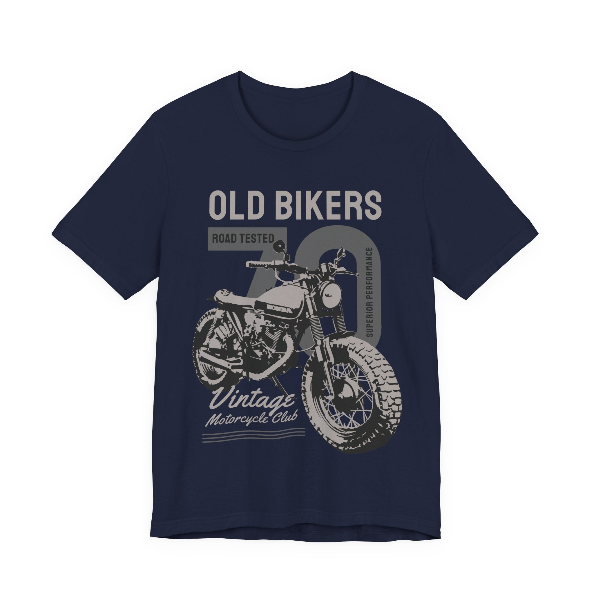 T-Shirt — "Old Bikers 70 Vintage Motorcycle Club" Retro Biker Tee